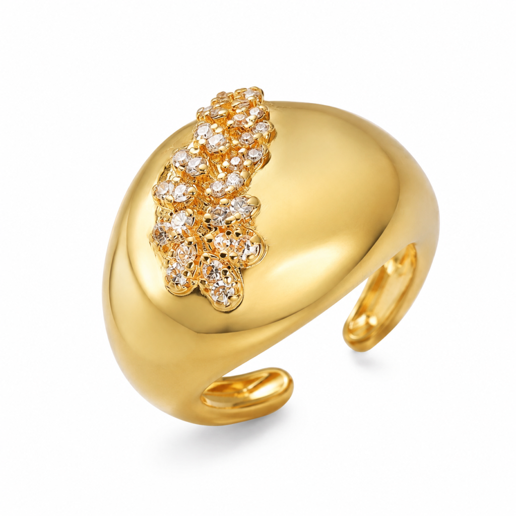 Cubic Gold Flower Ring