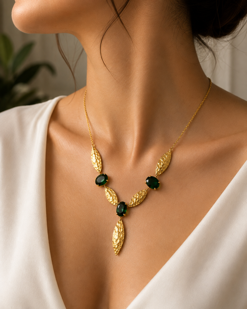 Emerald Leaf Necklace