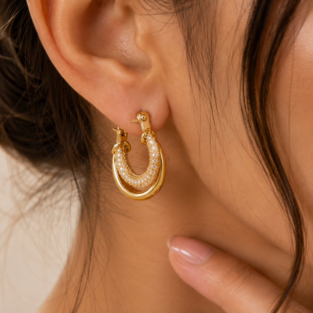 Glossy 18K Gold Plated Hoops