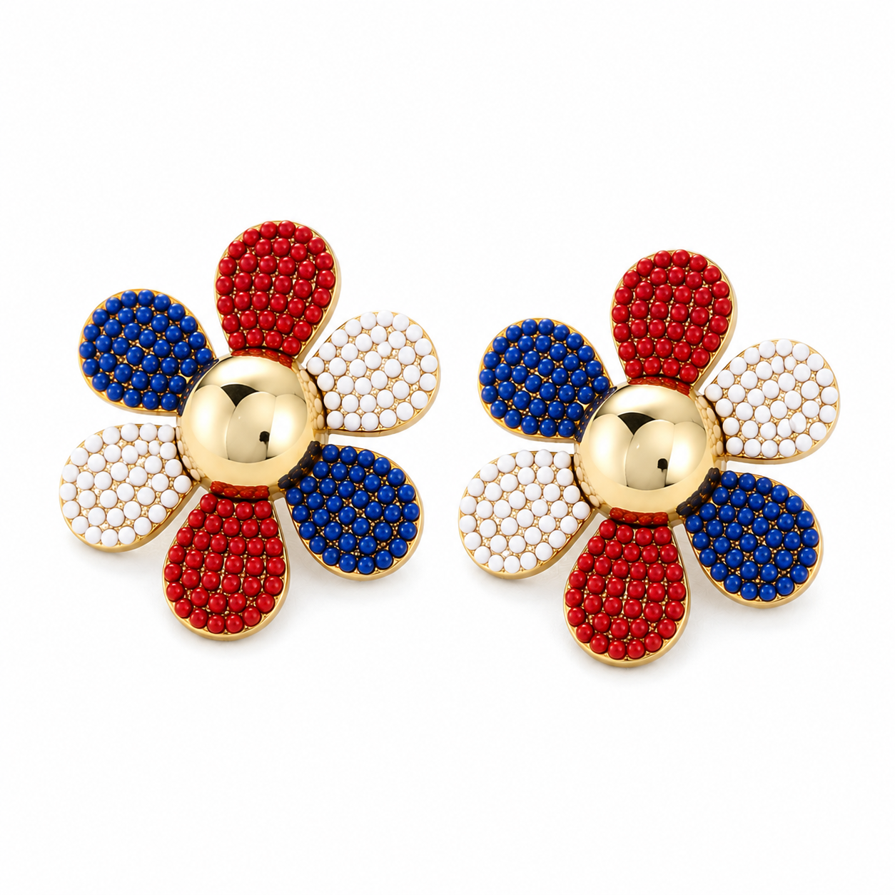 Multi Rhinestone Gold Stud Earring