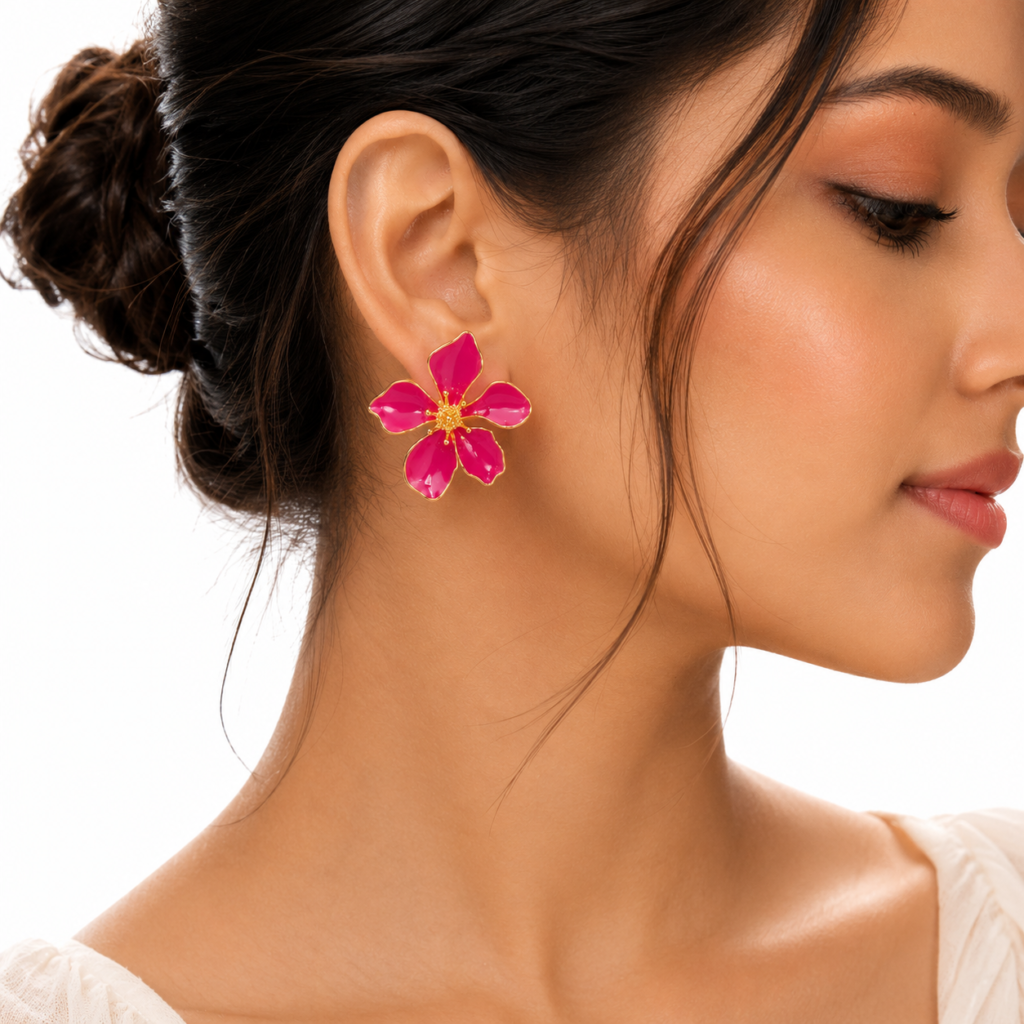 Gold Plated Enamel Stud Earrings