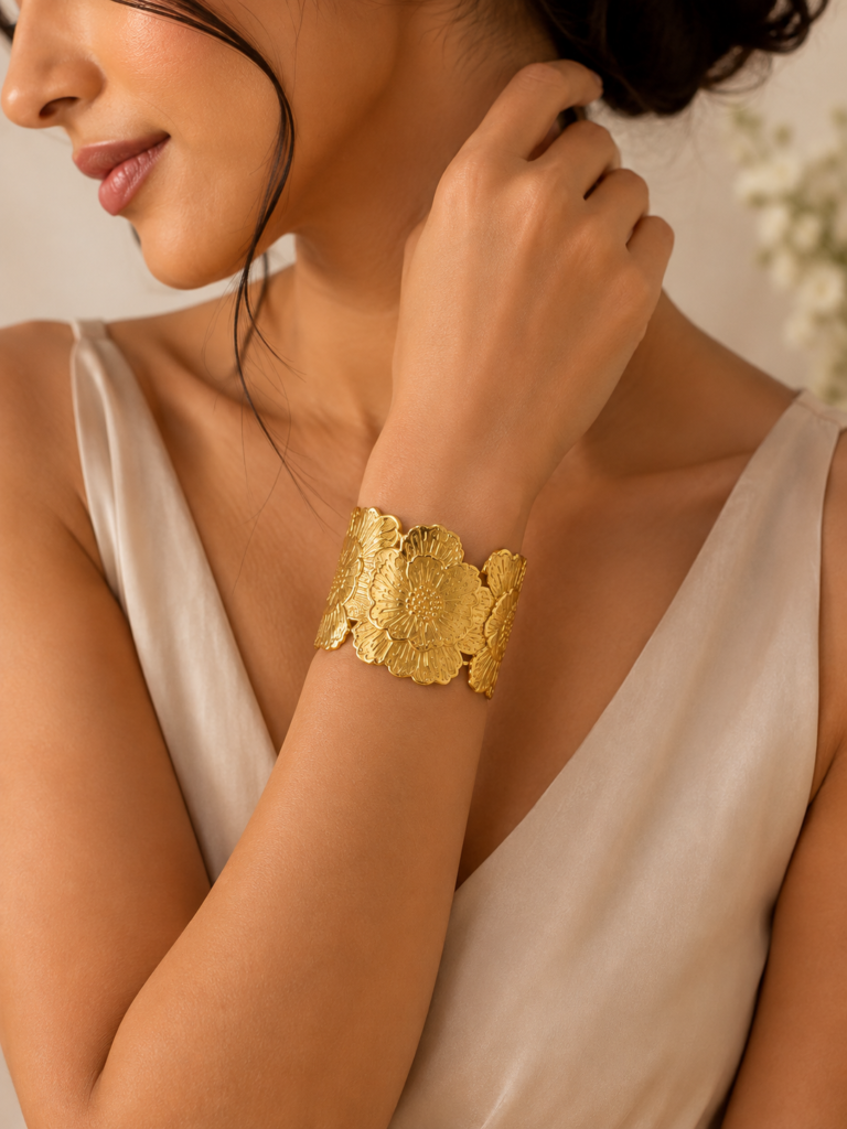 Flower Gold-Plated Kada