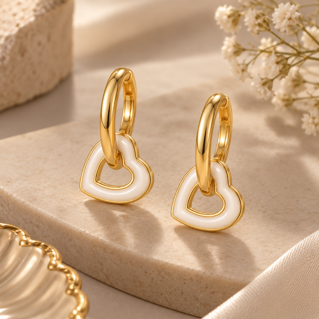 Gold Heart Hoop Earrings