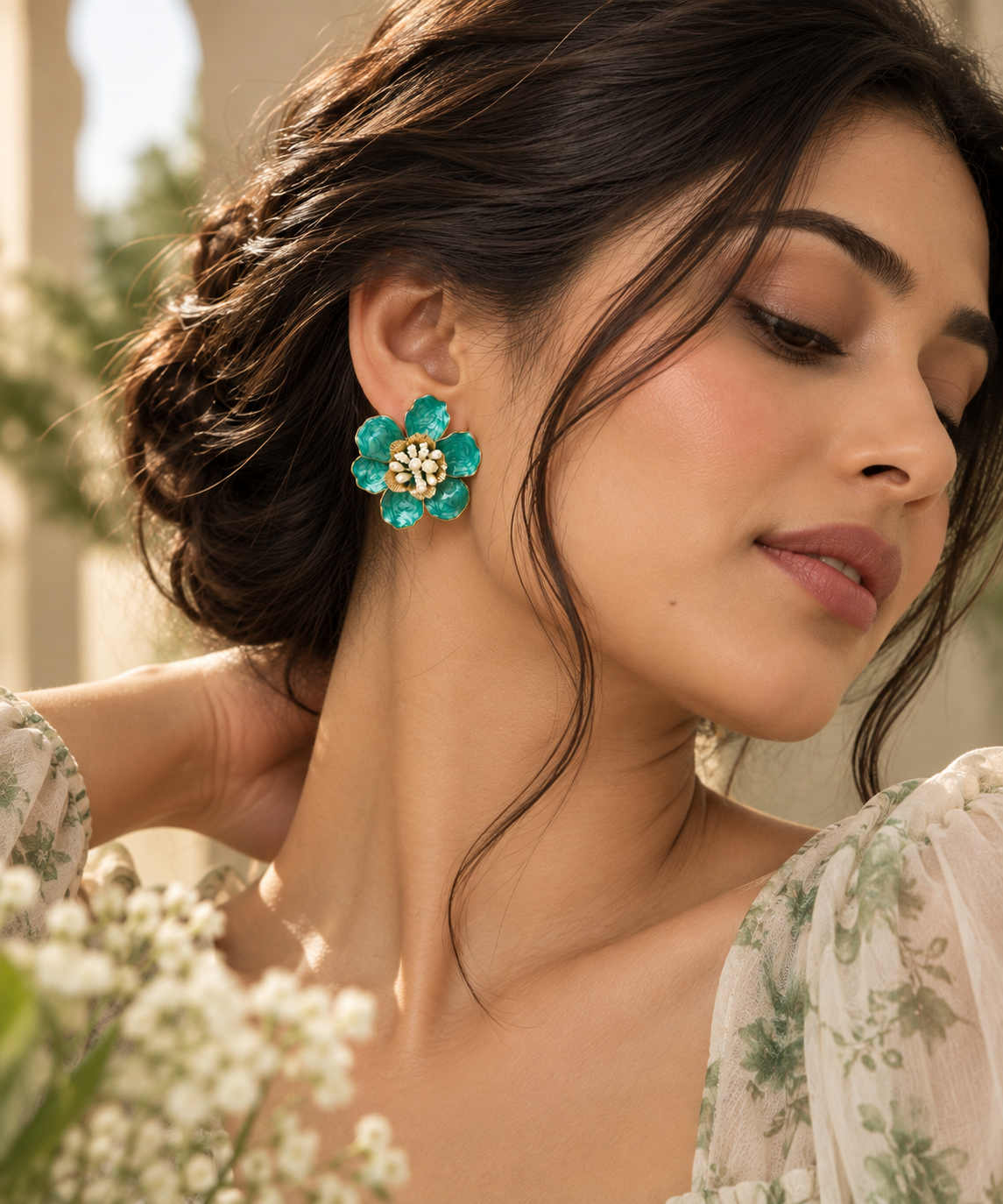 Mina Flower Earring Chunky - Image 2