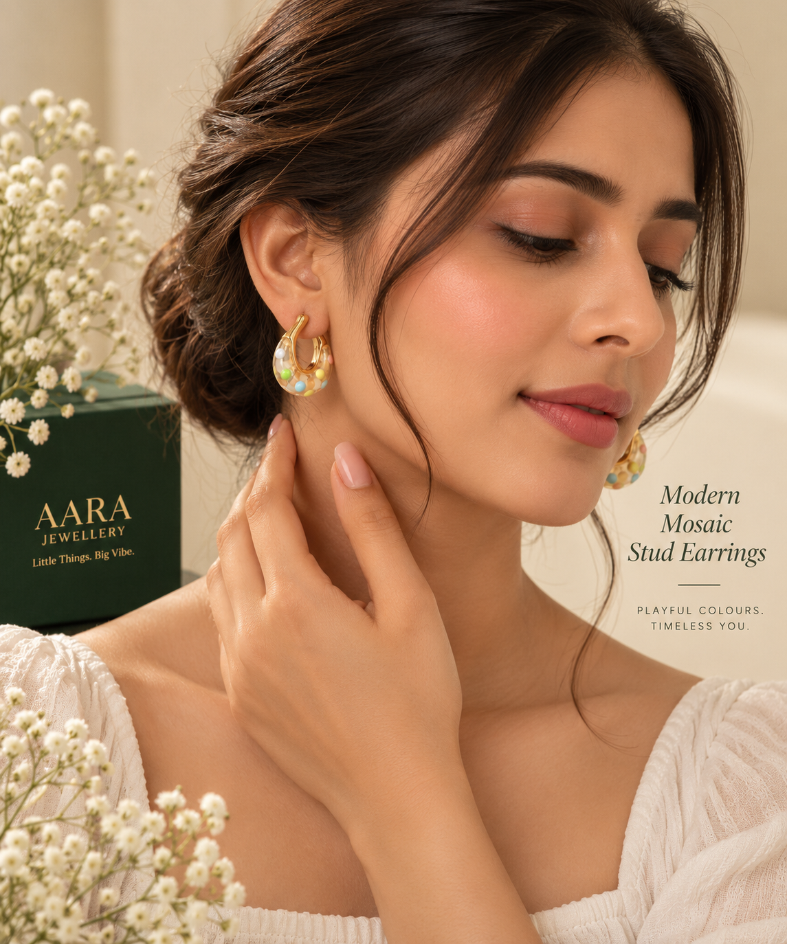 Modern Mosaic Stud Earrings - Image 2