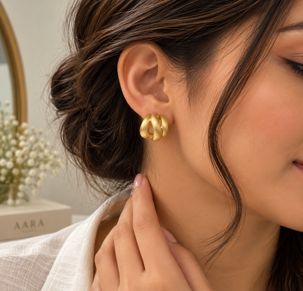 Floating Blossom Gold Drop Earrings
