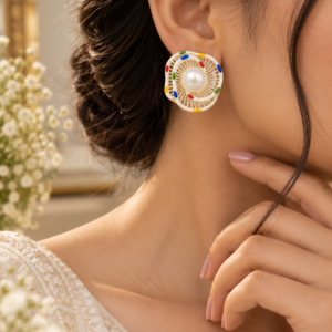 Swirl Enamel Stud Earrings