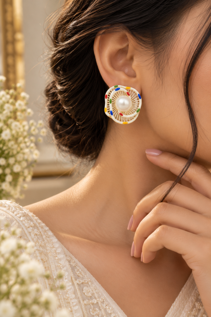 Swirl Enamel Stud Earrings